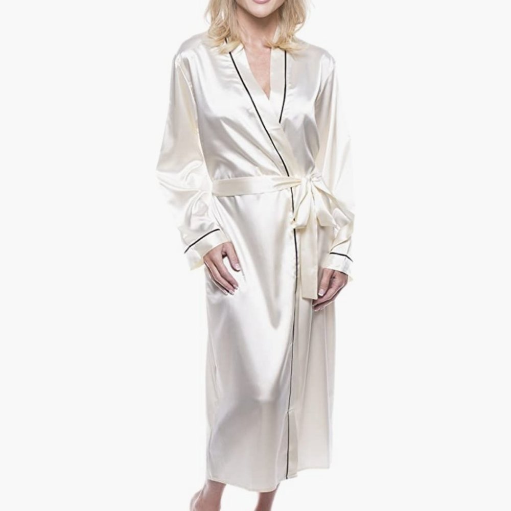Women's Soft Satin Robe - Cream